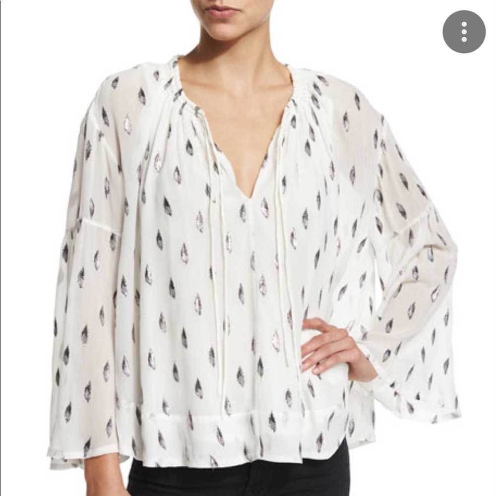 IRO Naomie Metallic Silk Peasant Top